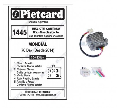 REGULADOR MONDIAL DAX 12V 9A (PIETCARD)