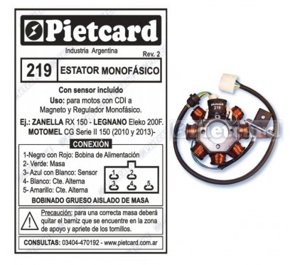 ESTATOR MOTOMEL CG 150 S2 8 POLOS (PIETCARD)