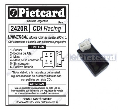 CDI UNIVERSAL A BATERIA RACING 200 6 PIN