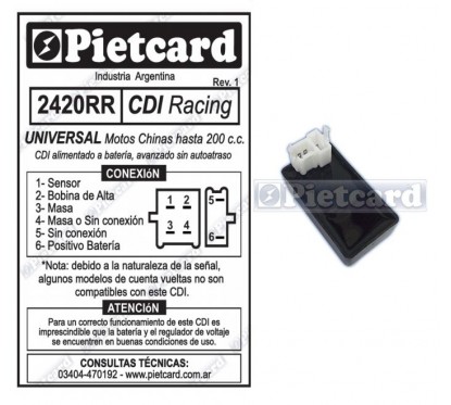 CDI UNIVERSAL A BATERIA RACING 200 6 PIN