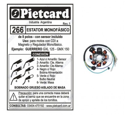 ESTATOR GXL 125-  GMX 150 (8 POLOS)