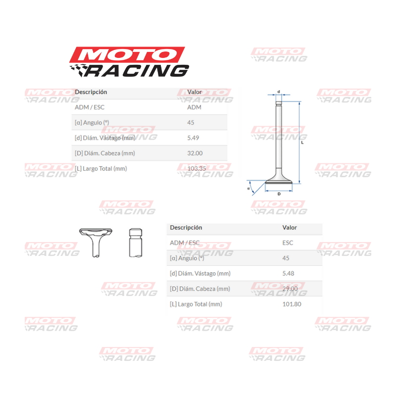 VALVULA ESC HONDA XLX 350/NX 350 SAHARA/NX 400 FALCON TAIWAN
