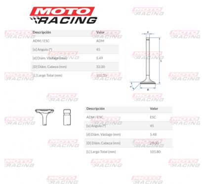 VALVULA ESC HONDA XLX 350/NX 350 SAHARA/NX 400 FALCON TAIWAN