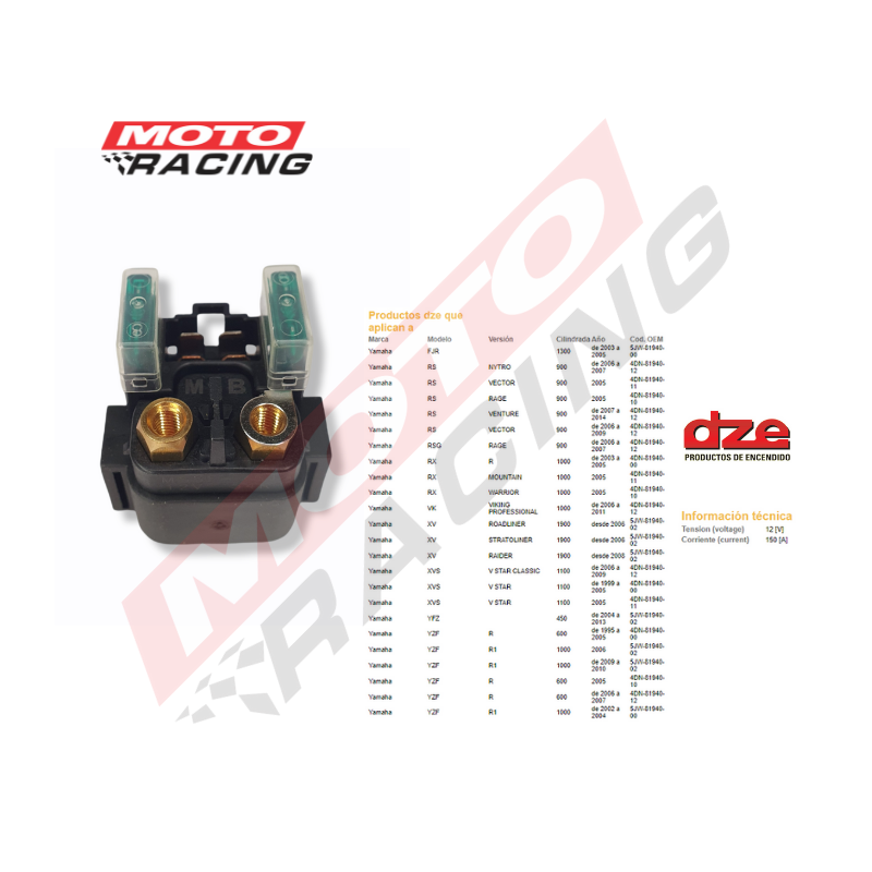RELAY ARRANQUE YAMAHA YBR 125 -  250 C-  FUSIBLE (DZE)